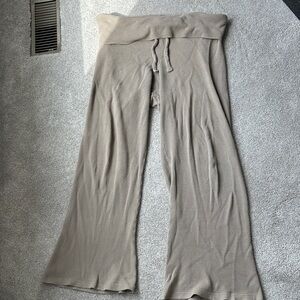 The Good Alma Oatmeal Wide Leg Waffle Knit Sweatpants